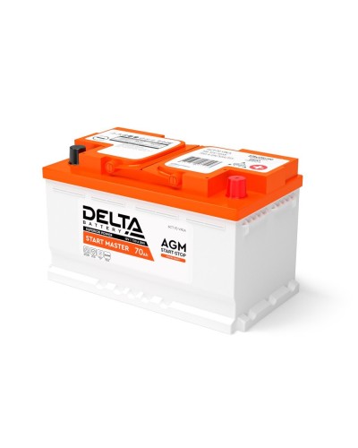 Delta START MASTER AGM 1270 (70 Ah). Аккумулятор автомобильный герметичный свинцово-кислотный. Delta в Казани