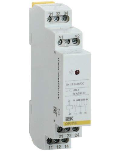 Реле промежуточное модульное OIR 3 контакта 16А 230В AC (OIR-316-AC230V). Реле промежуточное модульное. IEK в Казани