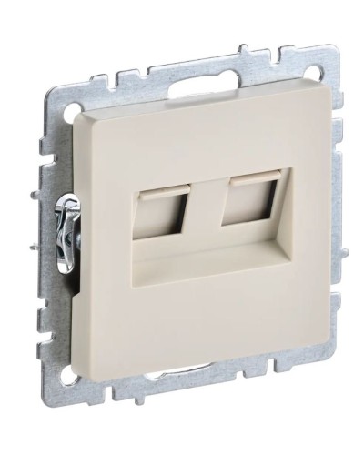 Розетка RJ45 РК10-2-БрКр кат.5E, бежевый BRITE (BR-K20-1-K10). Розетка компьютерная двойная. IEK в Казани