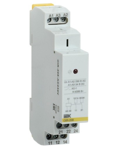 Реле промежуточное модульное OIR 2 контакта 8А 230В AC (OIR-208-AC230V). Реле промежуточное модульное. IEK в Казани