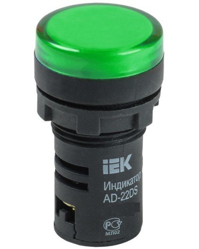 Лампа AD22DS (LED)матрица D22мм зеленый 24В AC/DC (BLS10-ADDS-024-K06). Светосигнальный индикатор. IEK в Казани