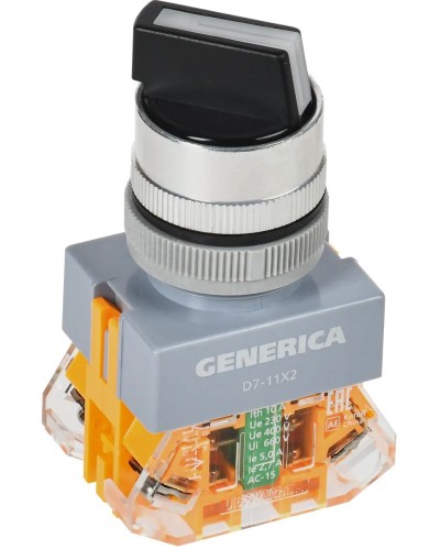 Переключатель D7-11X2 на 2 положения черный GENERICA (BSW50-11X2-3-21-2-K02-G). Переключатель. IEK в Казани