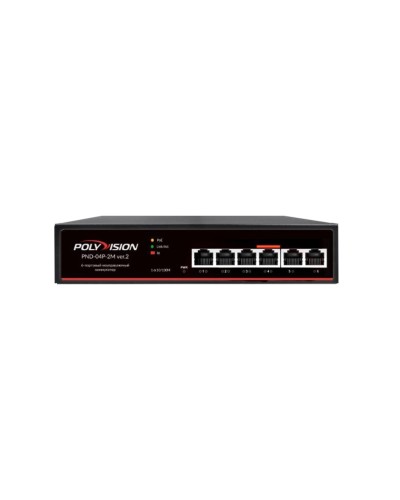 PND-04P-2M v.2. Коммутатор 6-портовый с функцией PoE. Polyvision в Казани