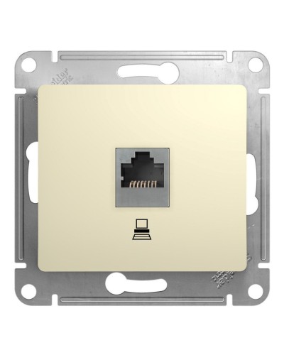 Glossa розетка RJ45 1-местная, кат. 5Е, скрытой установки, механизм, бежевый (GSL000281K). Розетка компьютерная. Systeme Electric в Казани