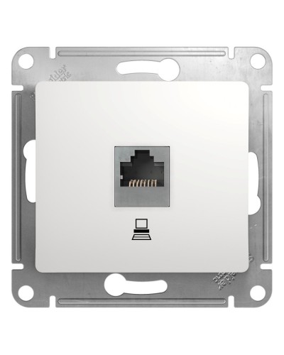 Glossa розетка RJ45 1-местная, кат. 5Е, скрытой установки, механизм, белый (GSL000181K). Розетка компьютерная. Systeme Electric в Казани