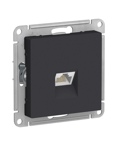 AtlasDesign розетка RJ45, кат. 5Е, 1-местная, скрытой установки, механизм, карбон (ATN001083). Розетка компьютерная. Systeme Electric в Казани