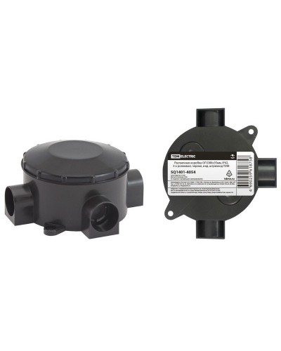 Распаячная коробка ОП D80х35мм, IP42, 3-х рожковая, черная TDM (SQ1401-4054). Распаячная коробка ОП. TDM ЕLECTRIC в Казани