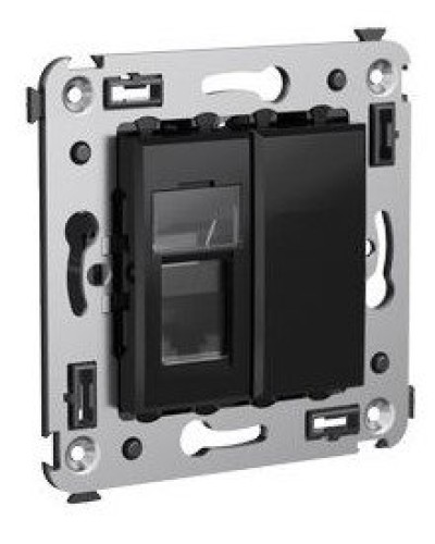 Розетка RJ-45 в стену Avanti одинарная черный квадрат (4402463). Розетка компьютерная. ДКС в Казани