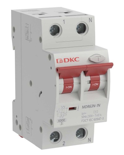 YON max MDR, 1P+N, 30mA, 63A, 6kA, А (MDR63N-1N2C63-A). Автоматический выключатель дифференциального тока. ДКС в Казани