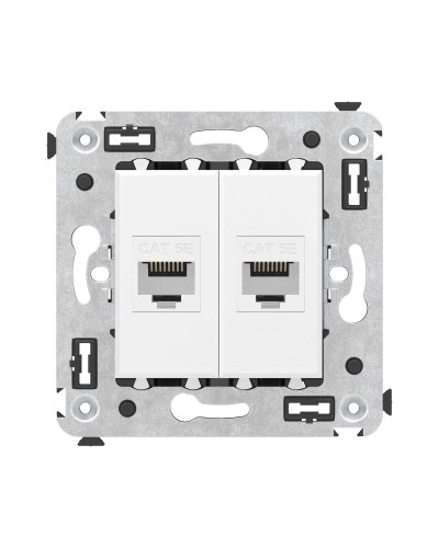 Розетка RJ-45 в стену, кат.5E, Avanti, двойная, белое облако (4400664). Розетка компьютерная. ДКС в Казани